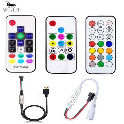 USB/DC MINI 3Keys RF 14/17/21Keys Led Tape Remote Controller forWS2811 WS2812B SK6812 Led Pixels Strip Light Controller , DC5-24 ► Photo 1/6