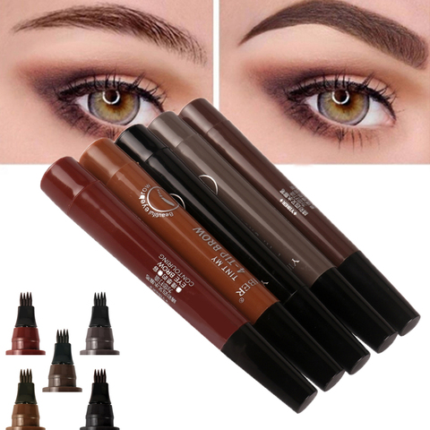 Henna Eyebrow 4 Fork Tip Eyebrow  Pencil Natural Long Lasting Tattoo Tint Pen Eyebrow Dye 5 Colors Liquid Eyebrows Makeup ► Photo 1/6