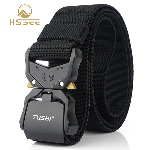 HSSEE 2022 New Elastic Belt Official Genuine Hard Metal Quick Release Buckle Men's Tactical Belt Men's Accessories Dropshipping ► Photo 1/6