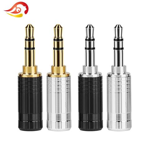 QYFANG 3.5mm Earphone Plug 3 Pole Stereo Audio Jack Gold/Rhodium Plated 6.0mm Wire Hole Adapter Headset Soldering Line Connector ► Photo 1/6