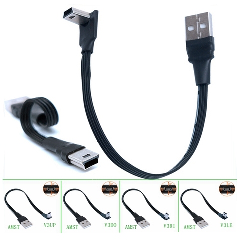 USB Data Cable A Male to Mini USB B 5Pin Male 90 Degree UP / Down / Left / Right Angle Adapter Charge Sync 0.2M 0.5M ► Photo 1/6