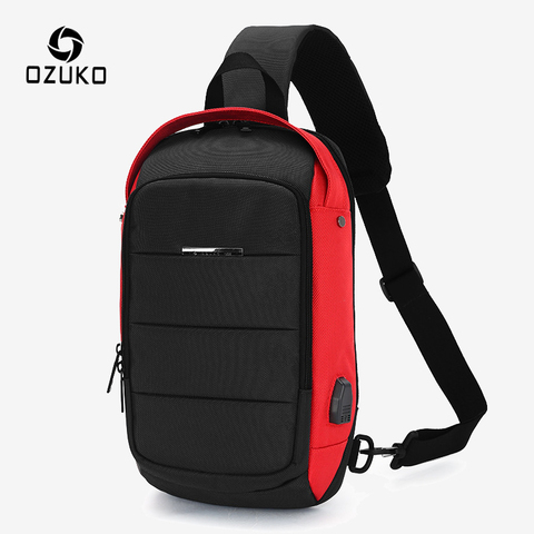OZUKO Casual Men's Chest Pack Waterproof Crossbody Bags Male USB Charging Shoulder Bag Large Capacity Oxford Messenger Bag 2022 ► Photo 1/6