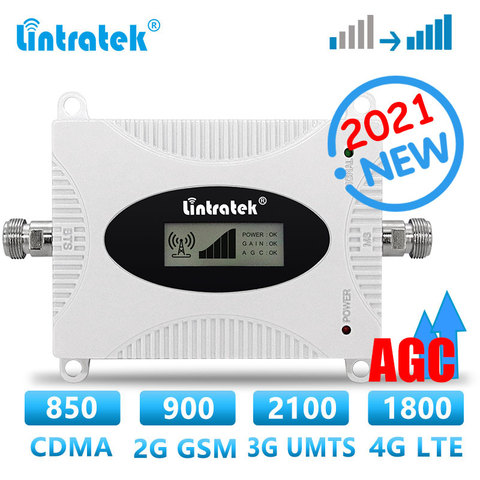 lintratek LTE 4g Cellular GSM Signal Amplifier Cellphons 850 900 2100 1800 Repeater 3G Mobile network booster UMTS AGC 2022 ► Photo 1/6