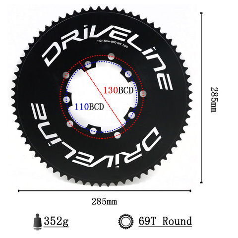 DRIVELINE CNC 69T/75T road bike TT chainring 11S 110/130BCD ► Photo 1/4