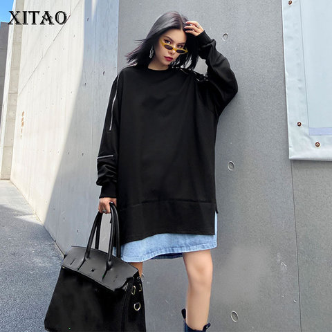 XITAO Split Sweatshirt Fashion New Women Full Sleeve Pleated Goddess Fan Casual Style 2022 Autumn Pullover Sweatshirt XJ5319 ► Photo 1/6