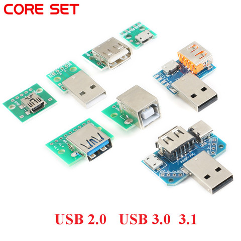 5PCS DIY USB 3.0 Male Connector / MINI MICRO USB to DIP Adapter 2.54mm 5pin Female Connector B Type USB2.0 Female PCB Converter ► Photo 1/6