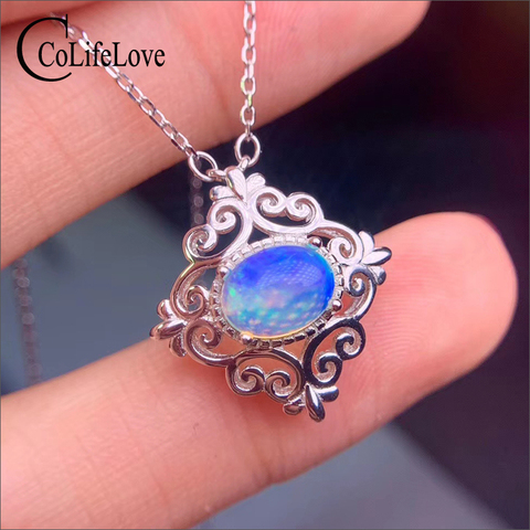 CoLife Jewelry 925 Silver Opal Pendant for Party 6*8mm Genuine Opal Silver Pendant Sterling Silver Opal Jewelry Gift for Woman ► Photo 1/6