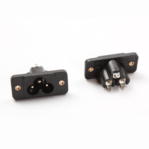 1pcs AC 2.5A 250V 3 pin voltage AC IEC 320 C6 male power socket connector 3pin black with Fixed with screw holes ► Photo 1/1