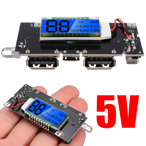 New Digital Display Dual USB 5V 1A 2.1A Mobile Power Bank 18650 Battery Charger PCBA Motherboard LCD Charging Module ► Photo 1/6