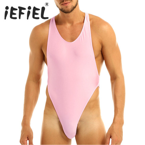 Sexy Mens One-piece Sissy Lingerie Sleeveless Criss-Cross Backless High Cut Thong Bodysuit Leotard Jumpsuit Underwear Sleepwear ► Photo 1/6