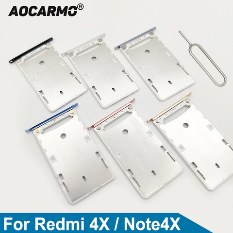 Aocarmo For Xiaomi Redmi 4X / Note 4X Nano Sim Card Holder Tray Dual TF SD Card Slot Replacement Part ► Photo 1/6