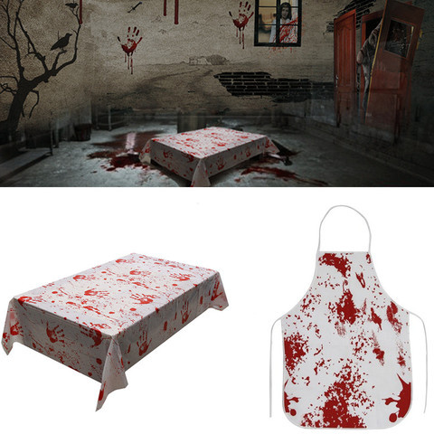 Halloween Decoration Horror Hand Print Blood Print Tablecloth Apron For Halloween Party Home Decoration Haunted House Props ► Photo 1/6