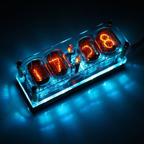 IN-12 Glow Tube Clock 4-Bit DS3231 IN12 Nixie Tube Clock Steampunk Decor Gift with Multicolor RGB LED Backlight ► Photo 1/6