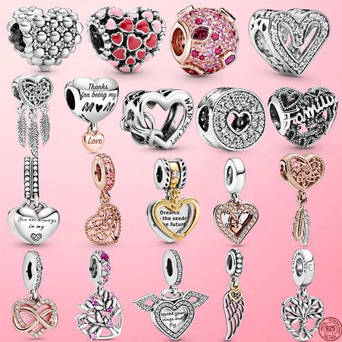 Fine Jewelry 925 Sterling Silver Sparkling Infinity Heart Dangle Charm Fit Original Pandora Beads Bracelet Jewelry  Gift ► Photo 1/6