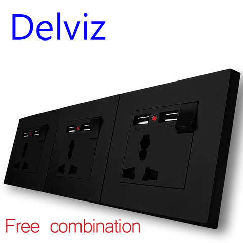 Delviz New EU Standard Power Socket, Outlet Panel, Triple Wall Power Outlet Without Plug,Free combination panel, wall usb socket ► Photo 1/6