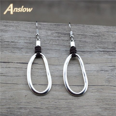 Anslow Fashion Jewelry Charm Retro Earring Accessories For Women Lady Leather Drop Earrings Boho Round Earrings LOW0040AE ► Photo 1/5