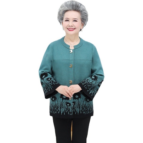 Middle-aged and Elderly Women Sweater Cardigan Jacket Autumn Loose Large Size Grandma Sweater Coat Mother Knitted Cardigans Y417 ► Photo 1/6