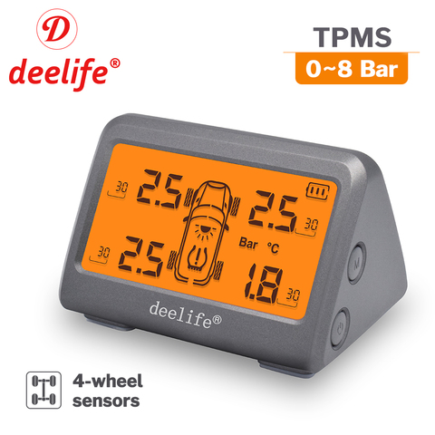 Deelife Tire Pressure Sensor TPMS Solar Car Tyre Pressure Monitoring System TMPS with 4 Wheels External Internal Sensors ► Photo 1/6
