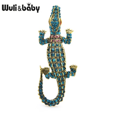 Wuli&baby Rhinestone Crocodile Brooches Women Metal Classic Animal Fish Brooch Pins Gifts ► Photo 1/3