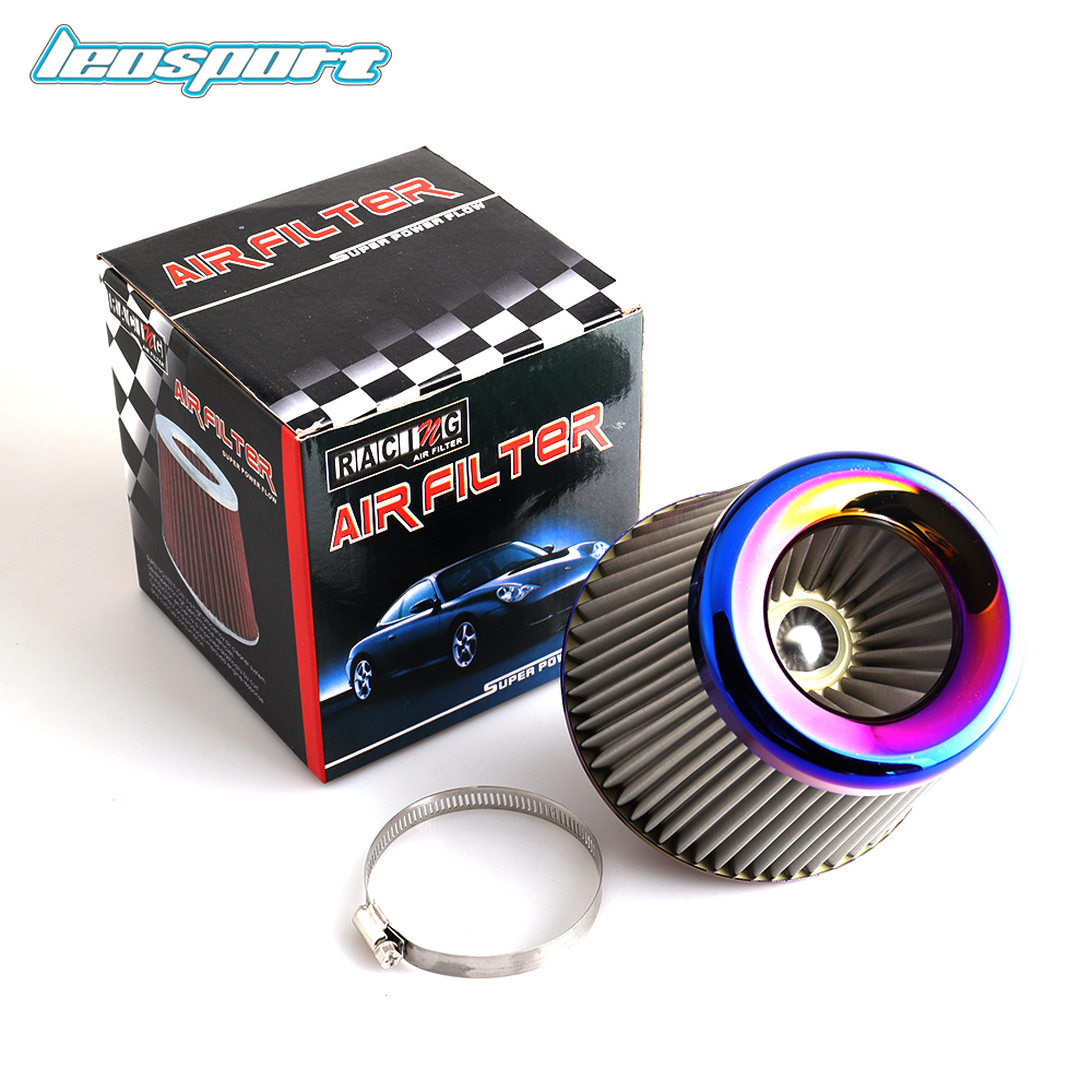 3" 76mm Air Filter Clean Intake For Car High Flow Short RAM/COLD Round Cone Blue 