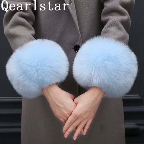 Qearlstar Super Soft Winter Women Wrist Female Wrist Cuff Sleeves Accessories Faux Fox Fur Elastic Arm Warmer Fur Bracelet YT32 ► Photo 1/6