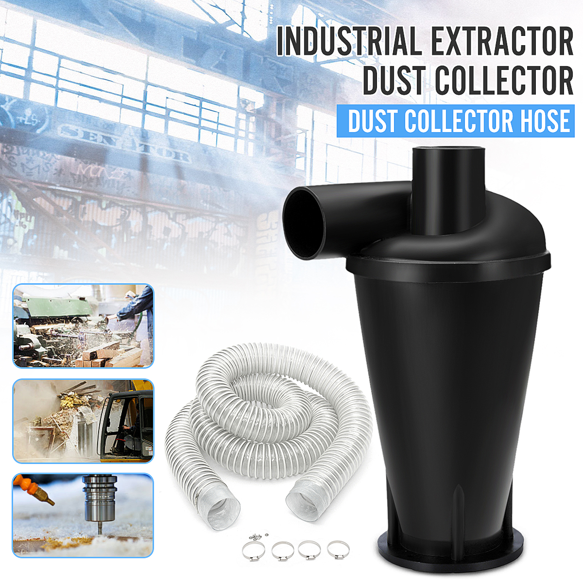 Industrial Extractor Dust Collector Cyclone SN50T3 Woodworking Vacuum Cleaner Filter Dust Separation  Catcher Turbo With Flange ► Photo 1/6