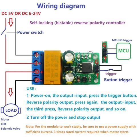 DC 5-24V 2A Flip-Flop Latch Motor Reversible Controller Self-locking bistable Reverse Polarity Relay Module  Controller Board ► Photo 1/6