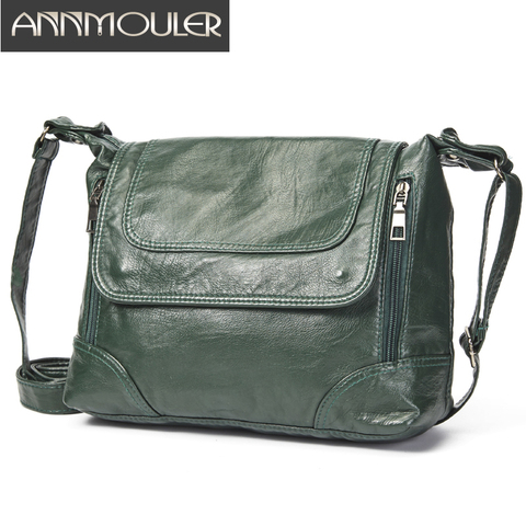 Annmouler Designer Women Handbags Pu Leather Crossbody Bag Soft Washed Leather Messenger Bag Purse Luxury Women Bag Pockets Bag ► Photo 1/6