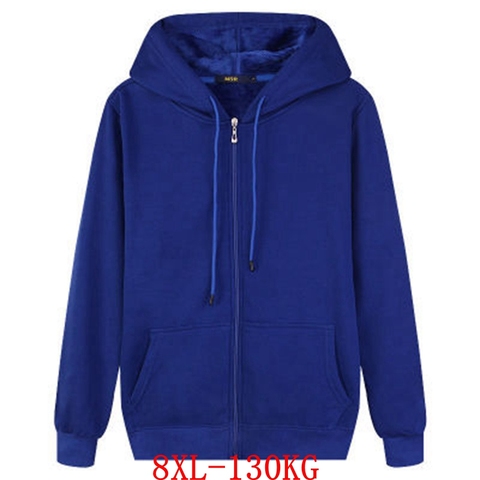 Men's large size hooded sweatshirt autumn and winter 5XL 6XL 7XL 8XL long sleeve zipper thick fleece black blue gray large size ► Photo 1/6