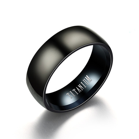 FairLadyHood Fashion Men's Black color 100% Titanium Steel Ring Matte Finish Classic Engagement Jewelry For Male Wedding Bands ► Photo 1/5