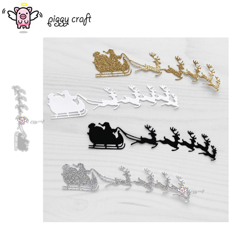 Piggy Craft metal cutting dies cut die mold Christmas santa sleigh deer Scrapbook paper craft knife mould blade punch stencils ► Photo 1/1