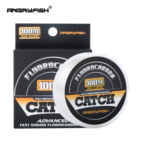 Angryfish 100% Fluorocarbon Fishing Line  100m Transparent Carbon Monofilament Line  Super Strong Free Shipping ► Photo 1/6