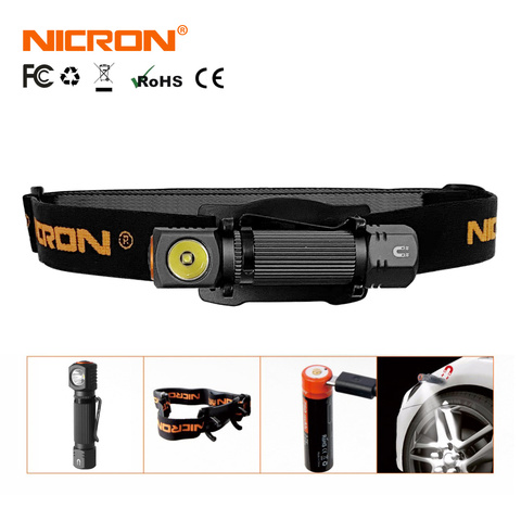 NICRON Mini Rechargeable LED Headlamp 450Lm 90M Long Beam Waterproof IP65 Flashlight Headlight Torch Lamp For Camping H10R-Pro ► Photo 1/6