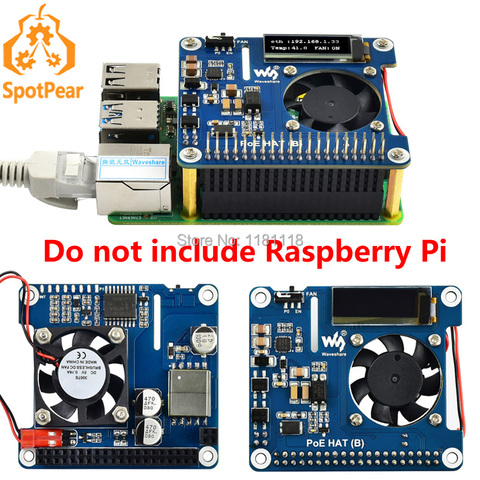 Raspberry Pi Power over Ethernet HAT (B) for Raspberry Pi 3B+/4B and 802.3af PoE network ► Photo 1/6