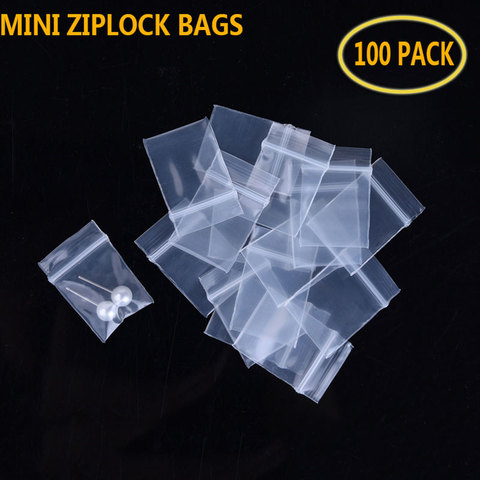 100pcs Clear Plastic Mini Ziplock Jewelry Bags Small More Thicker Crystal Packing Pouches Reusable Powder Zipper Lock Sack ► Photo 1/5