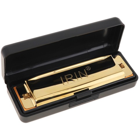Harmonica Gold Stainless Steel 10 Hole 20 Tone Blues Harmonica KeyC Mouth Organ with Case for Professional Player Beginner ► Photo 1/6