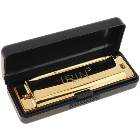 Harmonica Gold Stainless Steel 10 Hole 20 Tone Blues Harmonica KeyC Mouth Organ with Case for Professional Player Beginner ► Photo 1/6