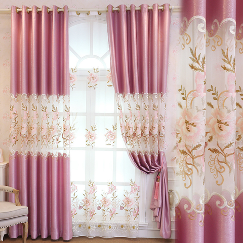 New Curtain Fabric European-style Curtains for Living Dining Room Bedroom  Bedroom Half Shade Embroidery Screen Curtains Custom ► Photo 1/6