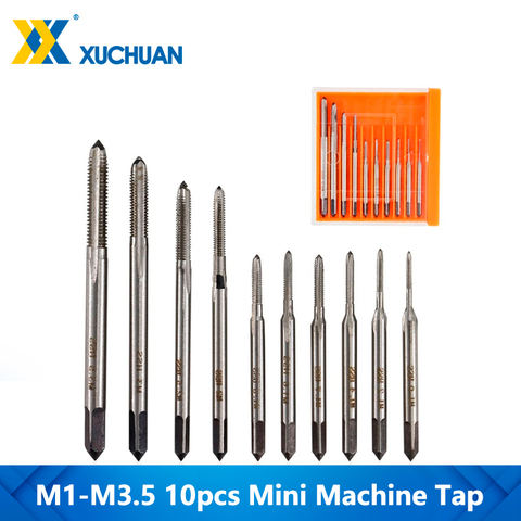 6/10pcs Mini Machine Tap HSS Straight Flute Screw Thread Tap Set Plug Tap Drill M1 M1.2 M1.4 M1.6 M1.7 M1.8 M2 M2.5 M3 M3.5 ► Photo 1/6