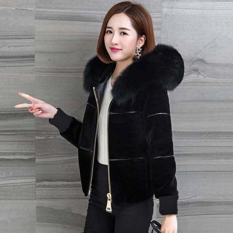 Women New 2022 Autumn Winter Faux Fur Short Coat Female Thicken Warm Casual Hooded Jacket Artificial Sheep Shearing Outwear H196 ► Photo 1/6