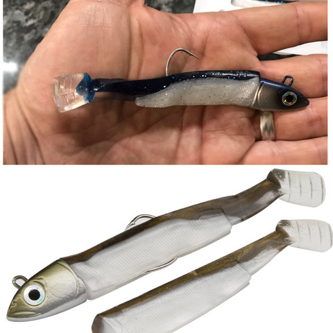 Bionic Bait Jig Head Fishing Lure Soft Black Minnow Fake Bait Minnow Eel Jigging Souple Silicone Lure Pike Seabass Lure Bass ► Photo 1/6