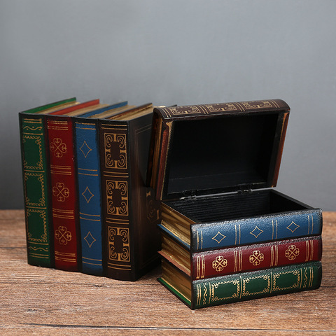 Wooden Box Book Shape, Wooden Storage Box, Vintage Wood Box