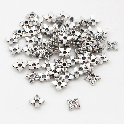 8mm 50pcs Beads Cap Antique Silver Color Flower Shape Bead End Caps Findings For Women Jewelry Making End Caps-Q5-02 ► Photo 1/1