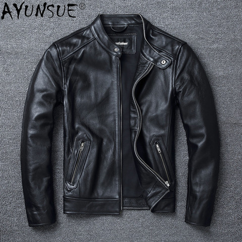AYUNSUE Men's Clothing Genuine Cow Leather Jacket Men Motorcycle Mens Jackets Vintage Clothes Autumn Coat 5XL 6XL Veste LXR634 ► Photo 1/6