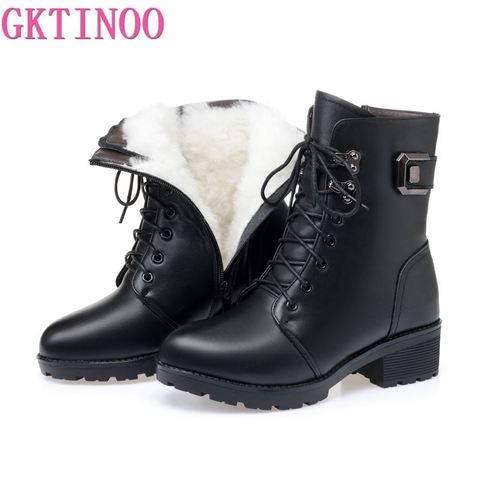 GKTINOO 2022 Winter Genuine Leather Boots Warm Plush Wool Boots Fashion Comfort Non-slip Women Boots Snow Shoes Large Size ► Photo 1/6