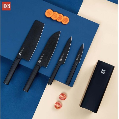 2Pcs Original Huohou Cool Black Kitchen Non-Stick Knife Stainless Steel Knife Set 307mm Slicing Knife +298mm Chef Knife ► Photo 1/6