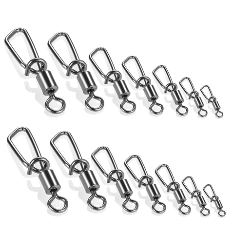 50pcs Bearing Rolling Swivel Solid Ring Fishing Accessories Connector Stainless Steel Snap Fishhook Swivels 8-Shaped Ring Tackle ► Photo 1/6