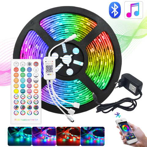 Non-waterproof RGB 5050 3528 LED strip light 5m 300 leds 60LEDs/M ruban led tape diode with 24Key/44key/Music remote controller ► Photo 1/6