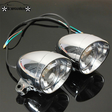 2Pcs Universal DC 12V 4 Motorcycle Bullet Headlight Spot Fog Lamp Chrome Lamp Amber Light for Harley for Honda for Yamaha ► Photo 1/6