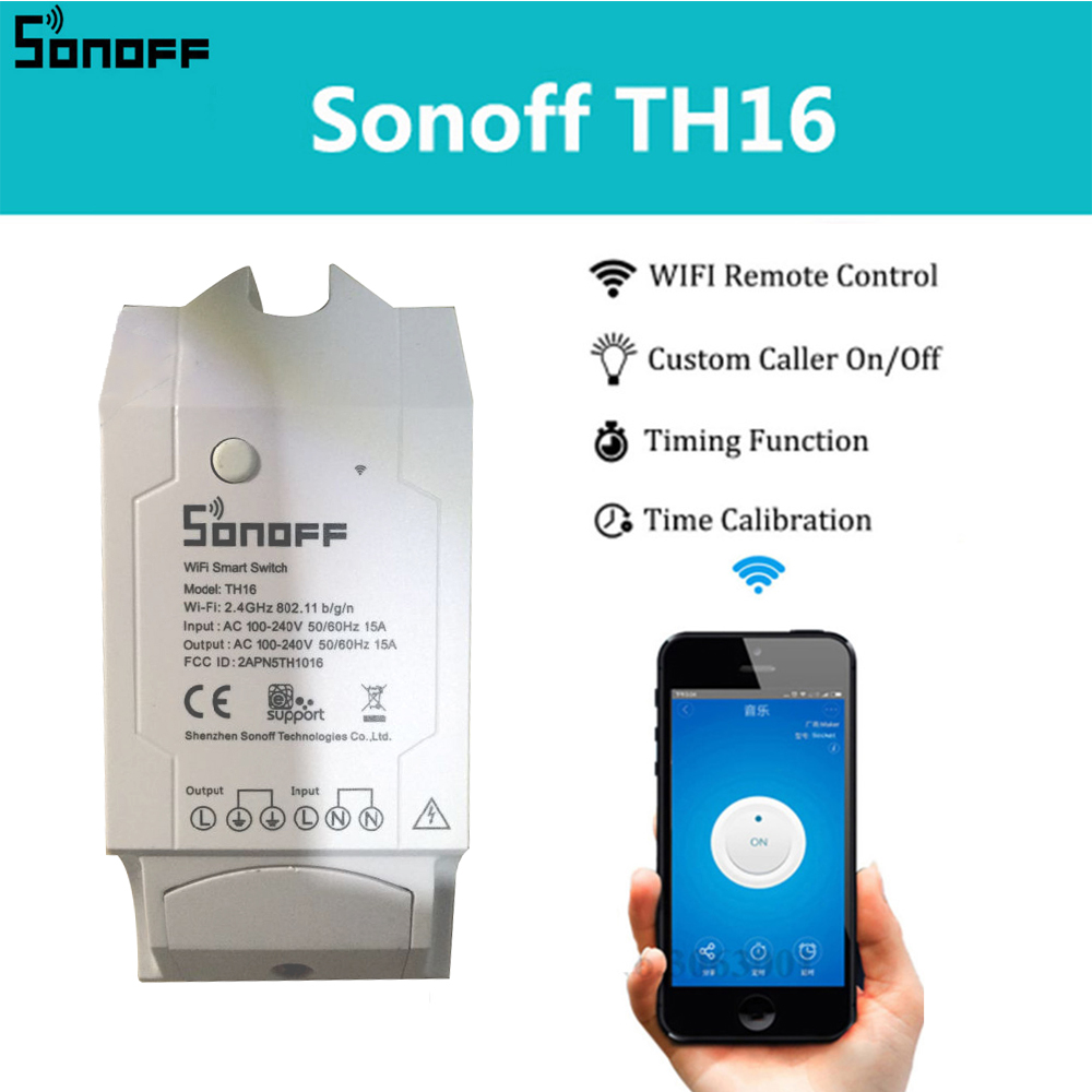 Sonoff TH16 Smart WIFI Switch Temperature Humidity Sensor Remote Controller 